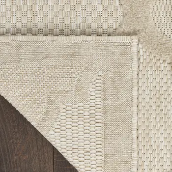5' X 7' Cream And Beige Trellis Indoor Outdoor Area Rug