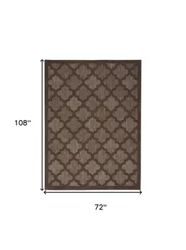 6' X 9' Dark Brown And Light Brown Trellis Indoor Outdoor Area Rug