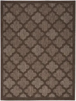 6' X 9' Dark Brown And Light Brown Trellis Indoor Outdoor Area Rug