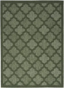 6' X 9' Dark Green And Light Green Trellis Indoor Outdoor Area Rug