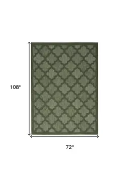 6' X 9' Dark Green And Light Green Trellis Indoor Outdoor Area Rug