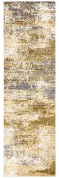 8' Beige And Blue Abstract Runner Rug