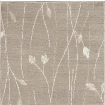 8' Beige Floral Runner Rug