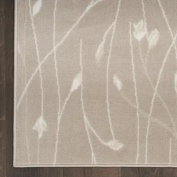 8' Beige Floral Runner Rug