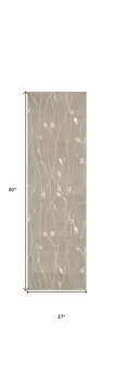 8' Beige Floral Runner Rug