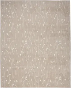 5' X 7' Beige and Ivory Floral Power Loom Area Rug