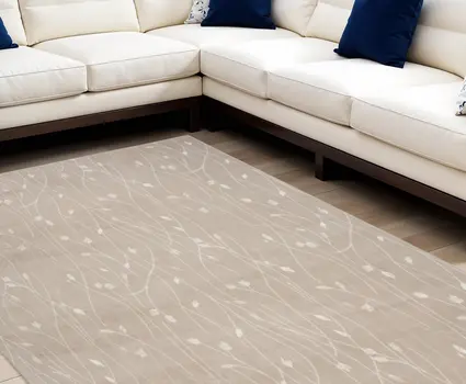 8' X 10' Beige and Ivory Floral Power Loom Area Rug