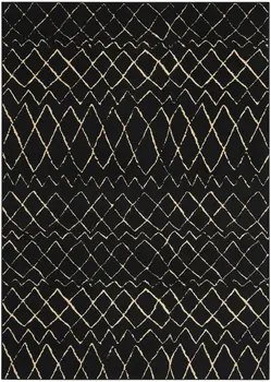 6' X 9' Black and Ivory Abstract Power Loom Distressed Area Rug