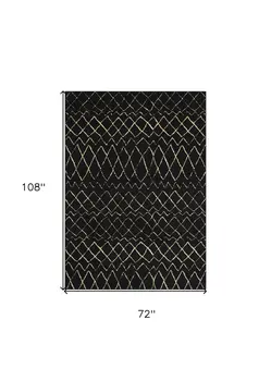 6' X 9' Black and Ivory Abstract Power Loom Distressed Area Rug