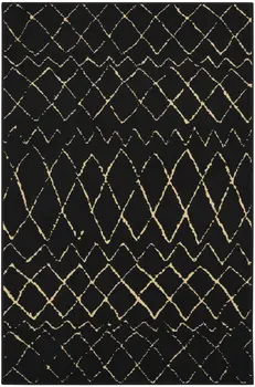 4' X 6' Black and Ivory Abstract Power Loom Distressed Area Rug