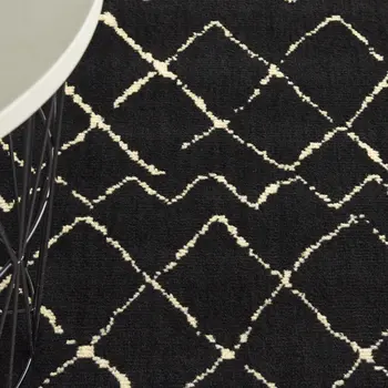 4' X 6' Black and Ivory Abstract Power Loom Distressed Area Rug