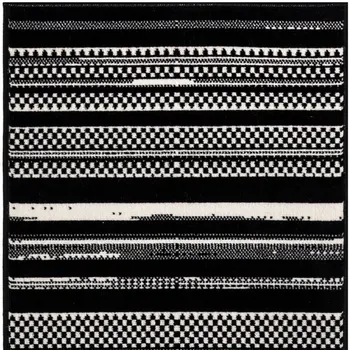 8' Black Striped Runner Rug