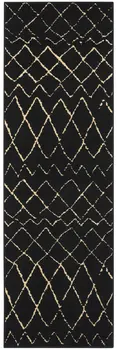 8' Black And Ivory Abstract Distressed Runner Rug