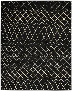 8' X 10' Black and Ivory Abstract Power Loom Distressed Area Rug