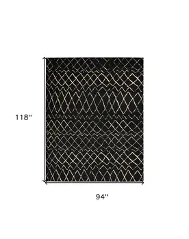 8' X 10' Black and Ivory Abstract Power Loom Distressed Area Rug