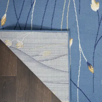 8' Blue And Beige Floral Runner Rug