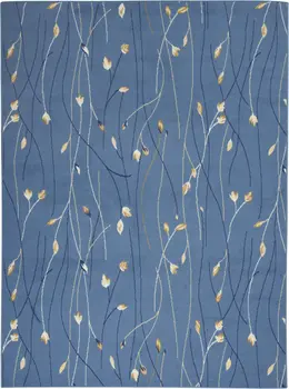 4' X 6' Blue and Beige Floral Power Loom Area Rug