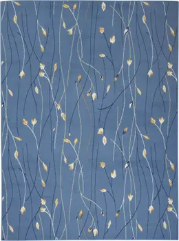 5' X 7' Blue and Beige Floral Power Loom Area Rug
