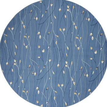 8' Blue and Beige Round Floral Power Loom Area Rug