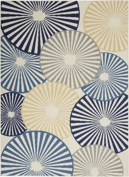 4' X 6' Blue and Ivory Geometric Power Loom Area Rug