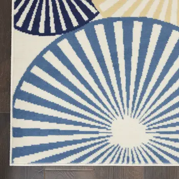 4' X 6' Blue and Ivory Geometric Power Loom Area Rug