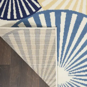 4' X 6' Blue and Ivory Geometric Power Loom Area Rug