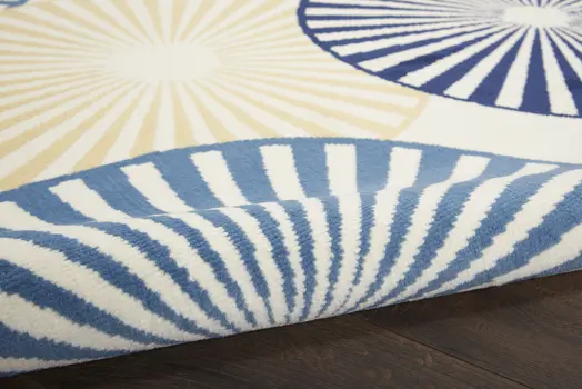 4' X 6' Blue and Ivory Geometric Power Loom Area Rug