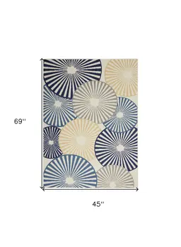 4' X 6' Blue and Ivory Geometric Power Loom Area Rug