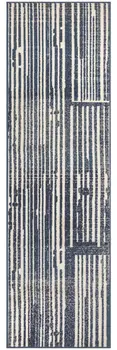 8' Blue And Gray Striped Runner Rug