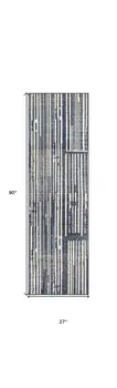 8' Blue And Gray Striped Runner Rug