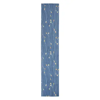 10' Blue And Ivory Floral Vines Runner Rug