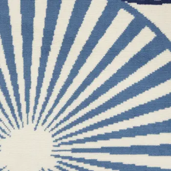 12' Ivory Blue And Gray Geometric Runner Rug