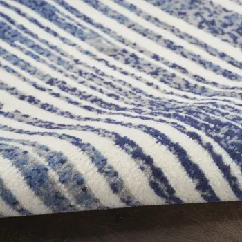 5' X 7' Blue and Gray Striped Power Loom Area Rug