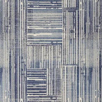 8' X 10' Blue and Gray Striped Power Loom Area Rug