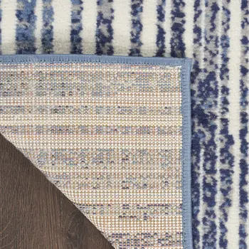 8' X 10' Blue and Gray Striped Power Loom Area Rug
