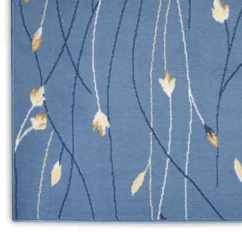 8' X 10' Blue and Beige Floral Power Loom Area Rug