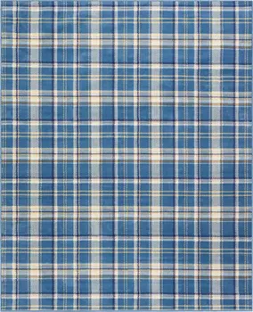 8' X 10' Blue and Beige Plaid Power Loom Area Rug