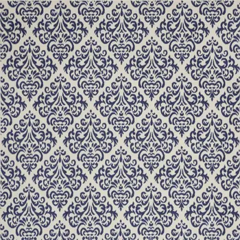 7' X 10' Blue and White Damask Power Loom Area Rug