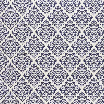 8' X 10' Blue and White Damask Power Loom Area Rug