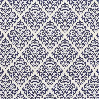 8' X 10' Blue and White Damask Power Loom Area Rug