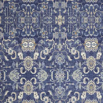 8' X 10' Blue and Beige Floral Power Loom Area Rug