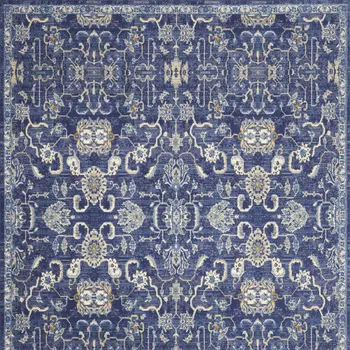 8' X 10' Blue and Beige Floral Power Loom Area Rug
