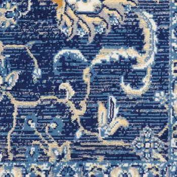 8' X 10' Blue and Beige Floral Power Loom Area Rug