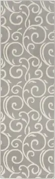 8' Gray Floral Runner Rug