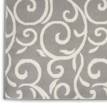 8' Gray Floral Runner Rug