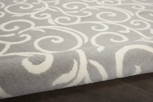 8' Gray Floral Runner Rug