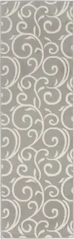 8' Gray Floral Runner Rug