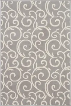 4' X 6' Gray and Ivory Floral Vines Power Loom Area Rug