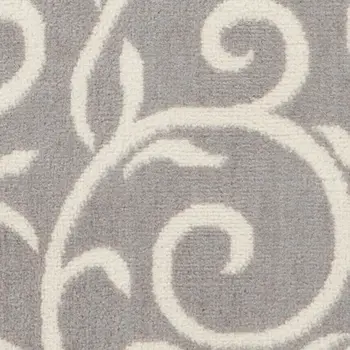 4' X 6' Gray and Ivory Floral Vines Power Loom Area Rug