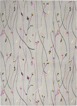 4' X 6' Gray and Pink Floral Power Loom Area Rug